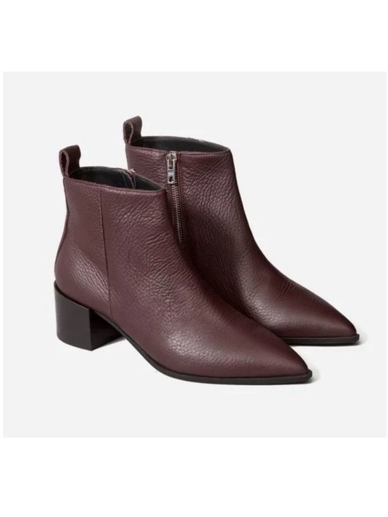 Madewell Shoes - Everlane The Boss Ankle Boot Leather Pointed Toe Chunky Heel Burgundy Size 7.5